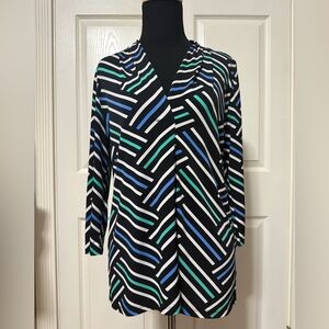 Worthington Black Top with Blue and Green Stripes